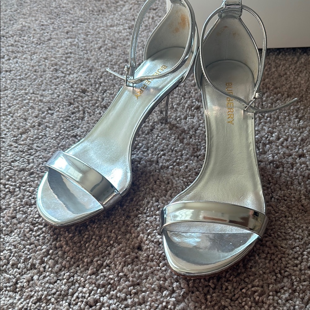 Burberry Silver Heels with Transparent Elegance